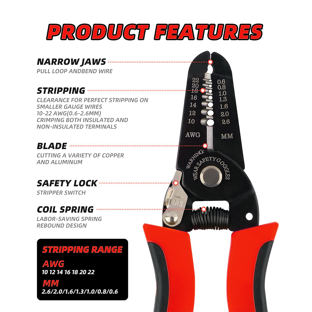 Wire Stripper Cutter - Drahtschneider, Abisolierzange, Crimpzange, Kabelabisolierwerkzeug, Verkabelungswerkzeuge, Drahtcrimpwerkzeug,