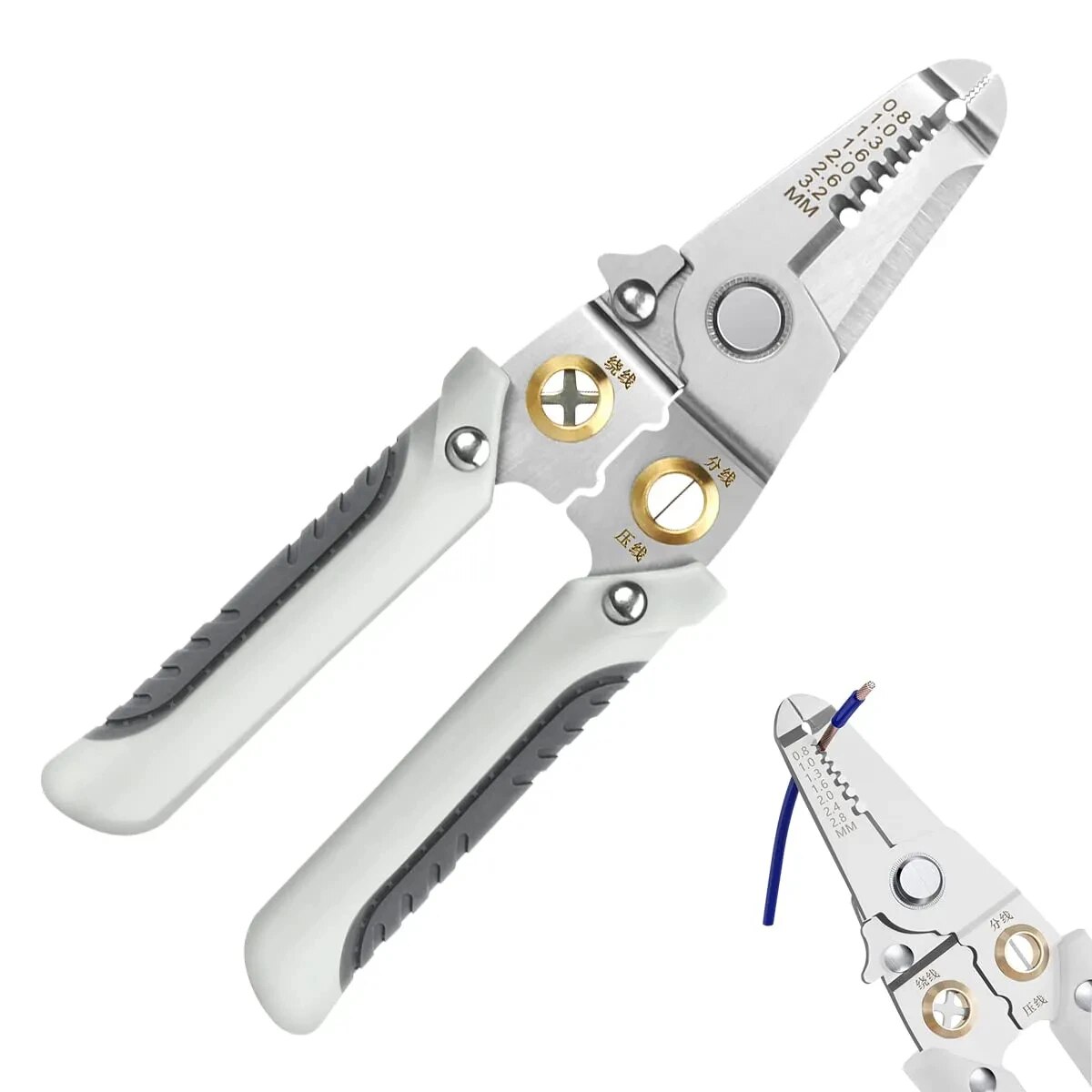 Wire Stripper Cutter - 6-in-1-Abisolierzange, spezielles Drahtzangen-Werkzeug, Abisolieren von elektrischen