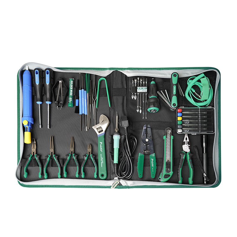 Diy Electronics Lab - 52-teiliges Pro'sKit PK-2002H Heimelektronik-Elektriker-Reparaturset Elektrischer Lötkolben