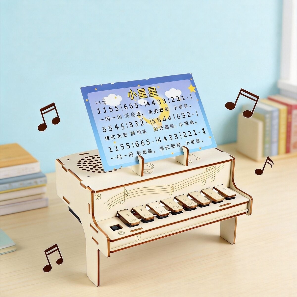 Diy Electronics Components Kit - DIY Holz-Elektronisches Klaviermodell STEM-Bausatz Physik-Sound-Experiment Lehrhilfe